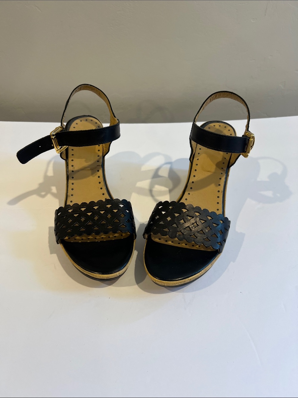 Sotta Sopra Woven Leather Wedge Sandals with Ankle Strap